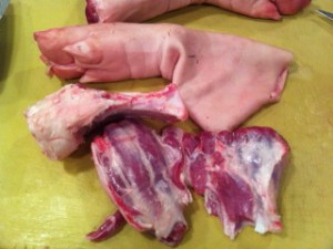 Meat removed from the hock.